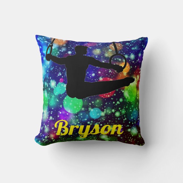 Cojín Decorativo Anillos de gimnasia masculina (Anverso)