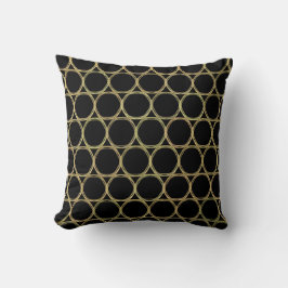 Cojín Decorativo Anillos de Oro en Moderno Chic Negro