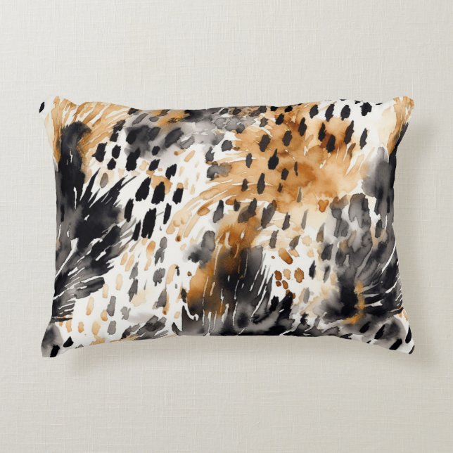 Cojín Decorativo Animal de leopardo negro de crema blanca (Anverso)