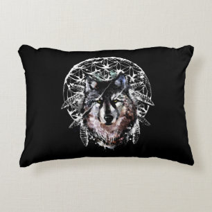 Cojín Decorativo Animal espiritual salvaje lobo acuarela