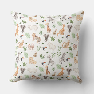 Cojín Decorativo animal salvaje con patrón de árbol de la jungla