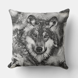 Cojín Decorativo AnimalArtBW_Wolf_001