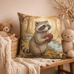 Cojín Decorativo Animales adorables del bosque de mapaches 