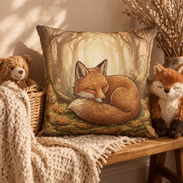 Cojín Decorativo Animales adorables del bosque de zorros durmiendo 