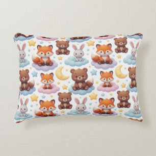Cojín Decorativo 🧡 Animales adorables del bosque estilo caprichoso