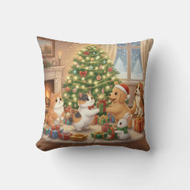 Cojín Decorativo Animales Adorables Patrón de Navidad Intercambiand