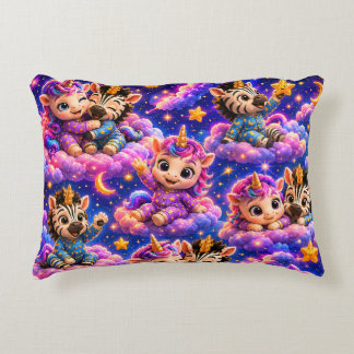 Cojín Decorativo Animales bebé unicornio cebra caprichoso celestial