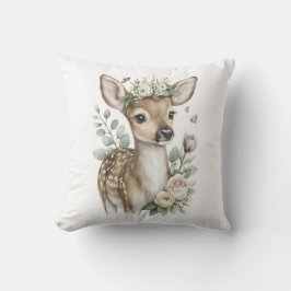 Cojín Decorativo Animales Bebés Adorables con Flores en Acuarela