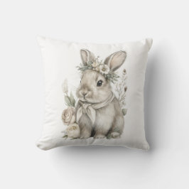 Cojín Decorativo Animales Bebés Adorables con Flores en Acuarela