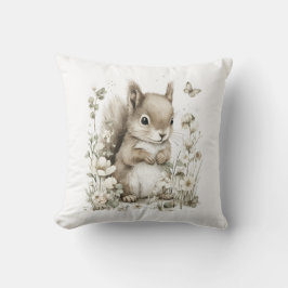 Cojín Decorativo Animales Bebés Adorables con Flores en Acuarela