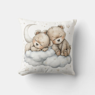 Cojín Decorativo Animales bebés adorables de acuarela durmiendo en