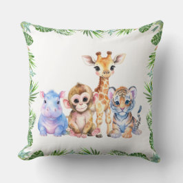 Cojín Decorativo Animales bebés de la selva tropical