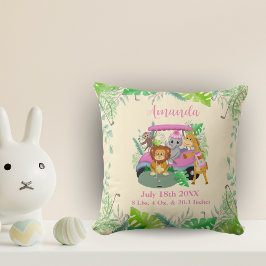 Cojín Decorativo Animales Bebés del Jungla Jugando Golf Rosa