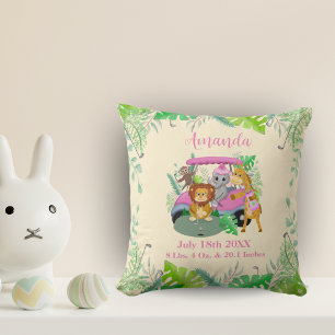 Cojín Decorativo Animales Bebés del Jungla Jugando Golf Rosa