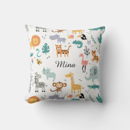 Cojín Decorativo Animales Bonitos de la Jungla Safari Nombre de Beb