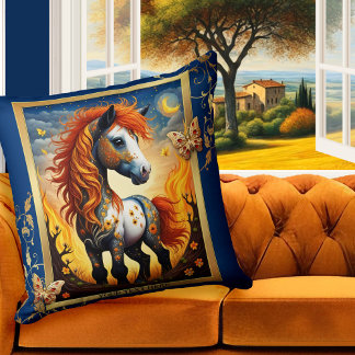 Cojín Decorativo Animales brillantes de color de caballo artístico