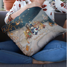 Cojín Decorativo Animales cortos, Navidades niños azules