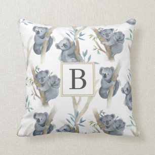 Cojín Decorativo Animales Cutos Koala Monogramé Bebé Nursery Pillow
