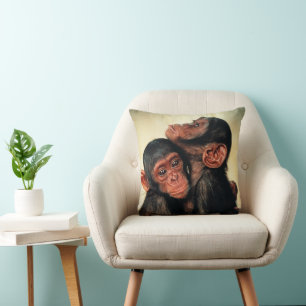 Cojín Decorativo Animales de bebé más afectados   Chimpanzee Hug