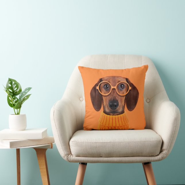 Cojín Decorativo Animales de bebé más afectados | Dachshund Naranja (Silla)