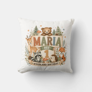 Cojín Decorativo Animales de Cumpleaños Personalizados Bosque Nombr