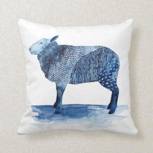 Cojín Decorativo Animales de granja azul cobalto - Ovejas