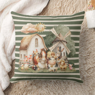 Cojín Decorativo Animales de granja caprichosos acuarela