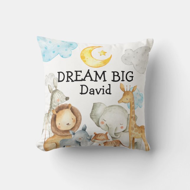 Cojín Decorativo Animales de la jungla Cutan Nombre Personalizado N (Anverso)