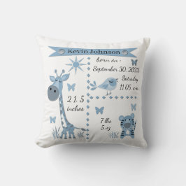 Cojín Decorativo Animales de la jungla en azul claro para el niño