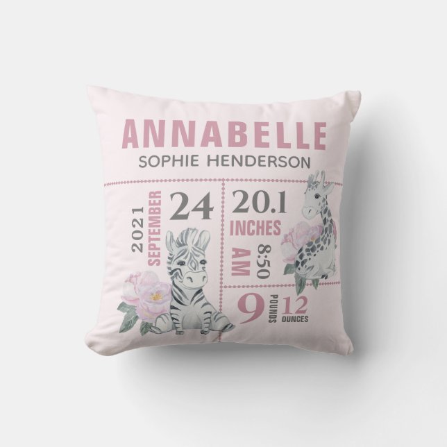 Cojín Decorativo Animales de la jungla floral de caña (Anverso)