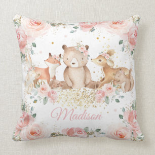 Cojín Decorativo Animales De La Tierra De La Leche De Flora Rosa Ru