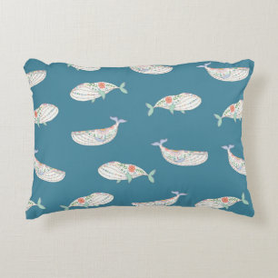 Cojín Decorativo animales de mar de ballena folclórica de skandinav