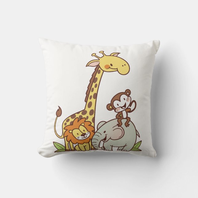 Cojín Decorativo Animales de Personalizado lindo - jirafa, león y m (Anverso)