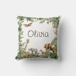 Cojín Decorativo Animales de Safari con Nombre Personalizado Selva