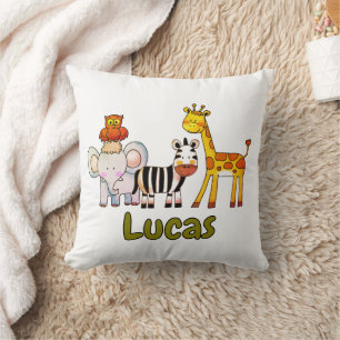 Cojín Decorativo Animales de safari de dibujos animados lindos nomb