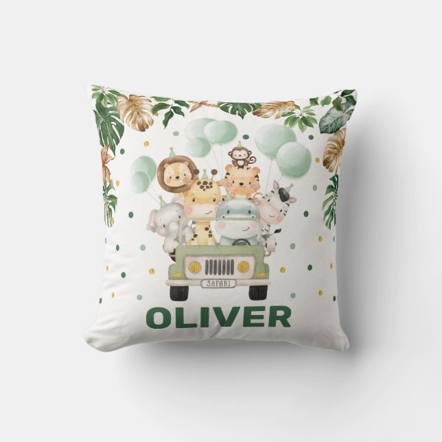 Cojín Decorativo Animales de Safari de la jungla, niño tropical de  (Anverso)