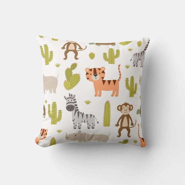 Cojín Decorativo Animales de Safari La jungla La decoración de la g (Anverso)