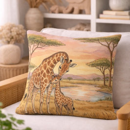 Cojín Decorativo Animales de safari mamá jirafa y cría