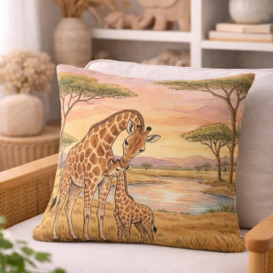 Cojín Decorativo Animales de safari mamá jirafa y cría 