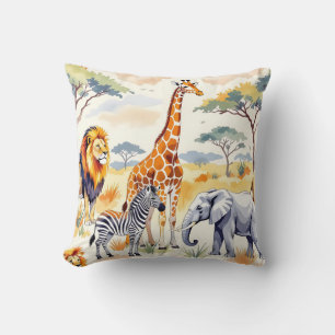 Cojín Decorativo Animales de Safari Patrón Continuo Escena de Saban