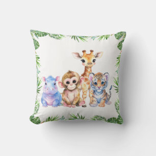 Cojín Decorativo Animales del bebé de la selva tropical