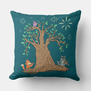 Cojín Decorativo Animales del bosque tocando música Arte popular