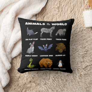 Cojín Decorativo Animales Del Mundo Regalo Memes Divertidos Raros A