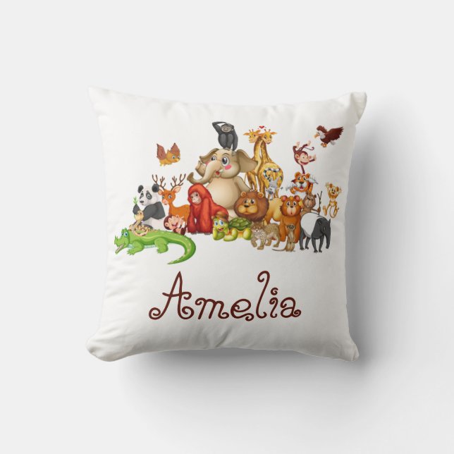 Cojín Decorativo Animales del niño personalizado (Anverso)