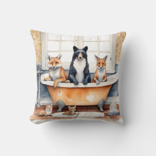 Cojín Decorativo Animales divertidos en el baño