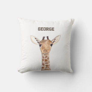 Cojín Decorativo Animales jirafa bebé lindos acuarela Jungla 