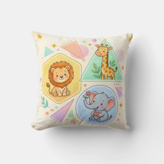 Cojín Decorativo Animales juguetones de safari León Elefante Jirafa