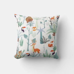 Cojín Decorativo Animales muy bien educados: garabato de bosque tro