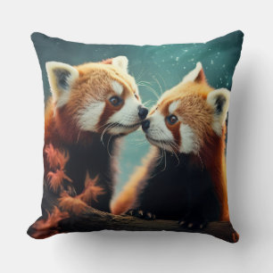 Cojín Decorativo Animales Panda Rojo Vida Silvestre Arte Colorido
