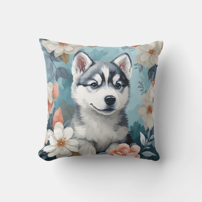 Cojín Decorativo Animales para bebés | Husky Puppy (Anverso)